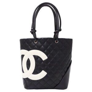 Chanel Bag Tote Lambskin Cambon Medium Black Handbag
